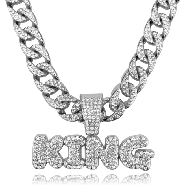 See full amazon price history chart for KRYSTALZ Men Cuban Link Necklace With King Pendant Iced Out 13MM Bling Diamond Chain Miami Hip Hop Jewelry (Silver) KRYSTALZ Men Cuban Link Necklace With King Pendant Iced Out 13MM Bling Diamond Chain Miami Hip Hop Jewelry (Silver) (B0C154WXCC) Amazon Price History, Amazon Price Tracker