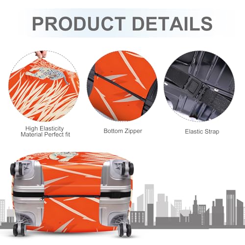 ANNA QUEEN Funny White Tiger Luggage Cover, Suitcase Protector with Bold Jungle Animal Print, Stretchable, Washable Travel Cover for 24-26 Inch Luggage4