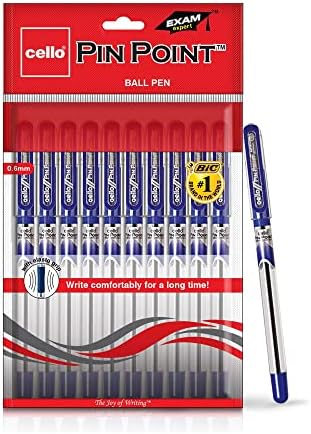 Cello Pinpoint Ballpoint Pens, Blue - Pack of 10