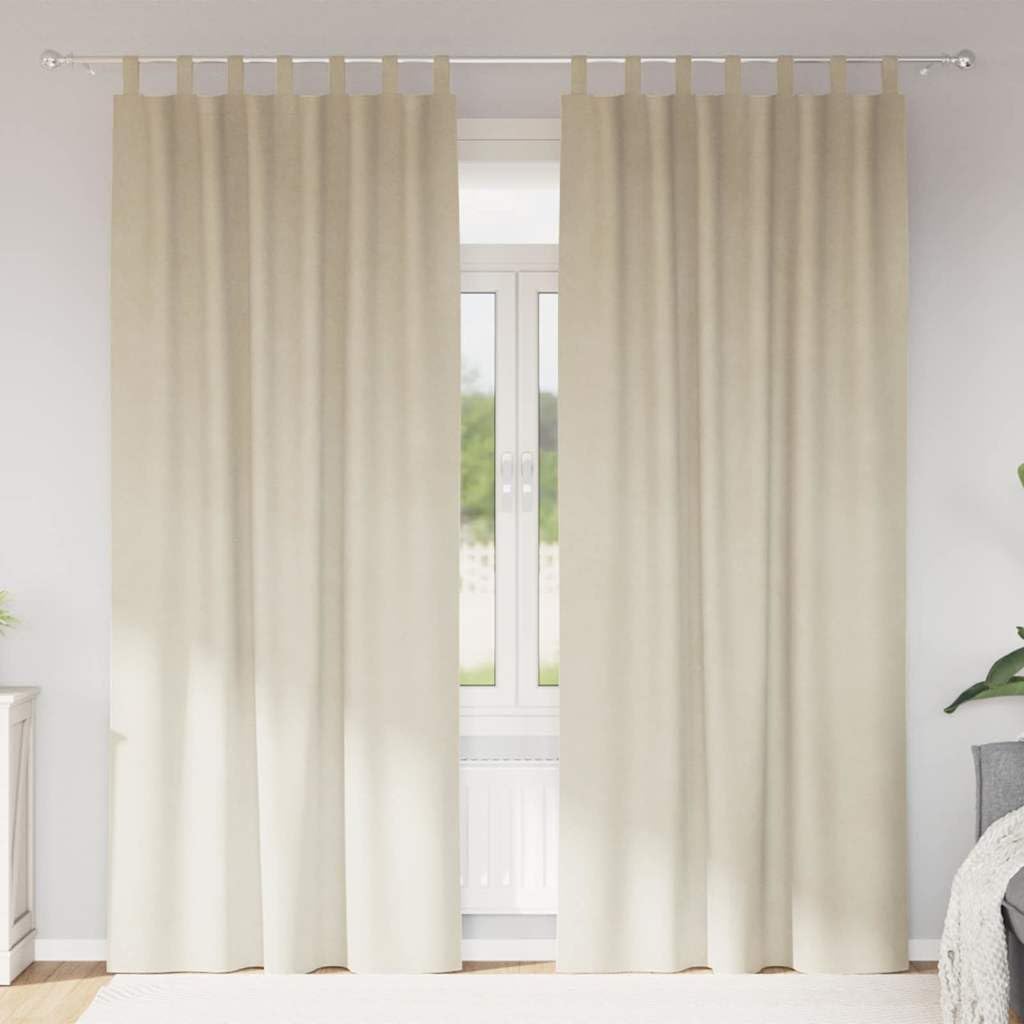 Cortinas opacas, 2 unidades, color crema, 140 x 260 cm, terciopelo con trabillas, para salón, dormitorio, habitación infantil, opacas, térmicas, protección solar