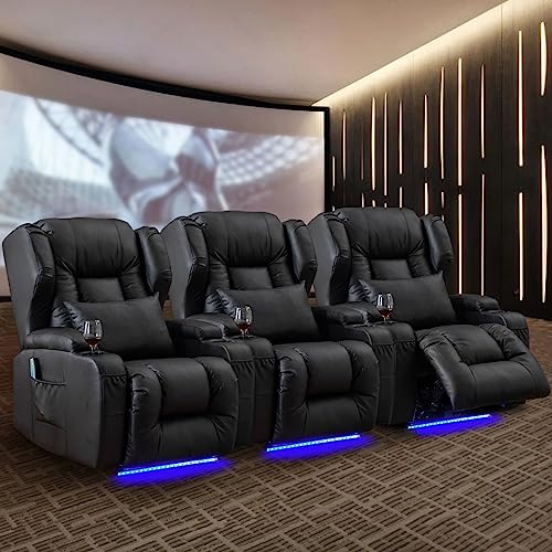 Power-Recliner-Chair-Set-of-3-Overstuffed-Home-Theater-Seating-wHeat-Massage-Electric-Movie-Gaming-Sofa-Reclining-Sleeper-Chair-with-LED-LightLumbar-PillowUSB-PortCup-Holders Power Recliner Chair Set of 3 Overstuffed Home Theater Seating wHeat Massage Electric Movie Gaming Sofa Reclining Sleeper Chair with LED LightLumbar PillowUSB PortCup Holders