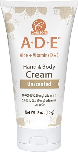 Carlson - ADE Crema para manos y cuerpo, aceite de aguacate, 20000 UI de vitamina D, 10000 UI de vitamina E, sin perfume, 4 oz