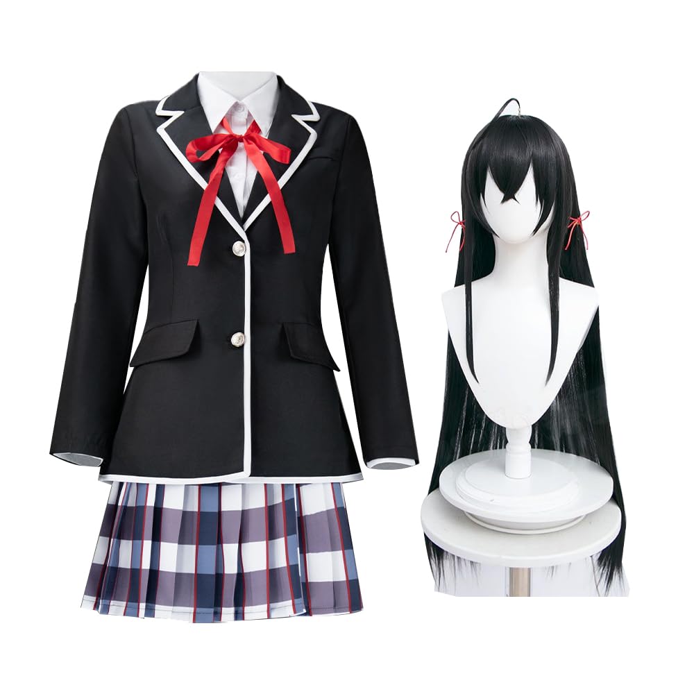 Yukinoshita Yukino kostium cosplay, czarny, mundurek szkolny, kurtka, spódnica w kratę, mundur do odgrywania ról, pełny zestaw, cosplay, strój na Halloween, karnawał, imprezę, strój dla