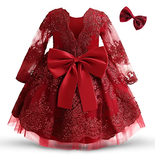 Image of NNJXD Girls' Tulle Flower Princess Wedding Dress for Toddler and Baby Girl