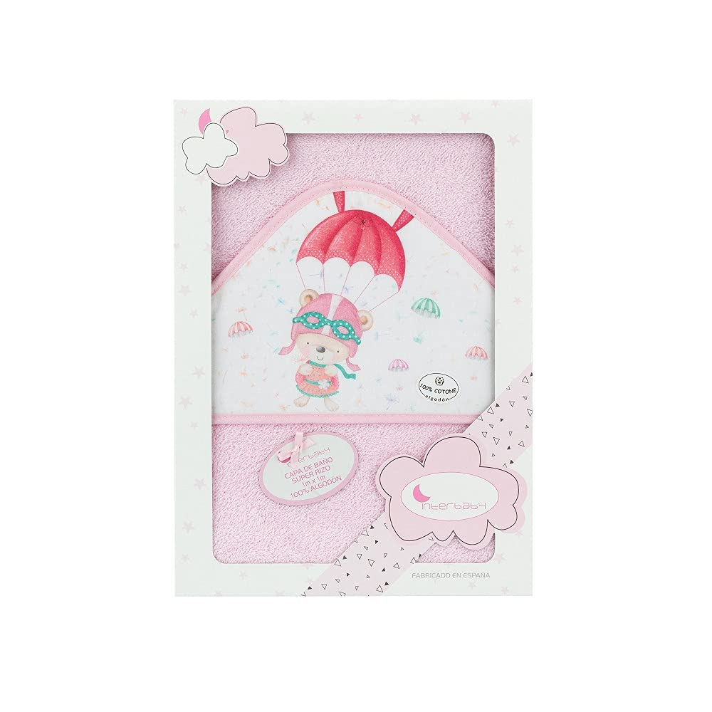 Interbaby 01228-02 Paracaidista Hooded Bath Cape Pink