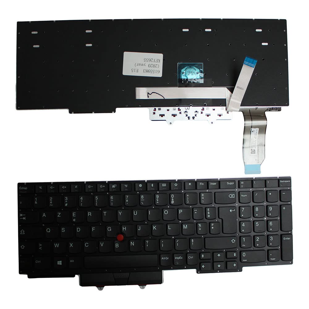 Power4Laptops Francés con Pointer Negro Teclado para Ordenador portátil Compatible con Lenovo PK131D73A16