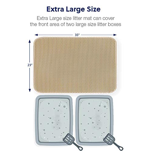 WePet Cat Litter Mat, Kitty Litter Trapping Mat, Honeycomb Double Layer Mats, No Phthalate, Urine Waterproof, Easy Clean, Scatter Control, Catcher Litter Tray Box Rug Carpet - Thumbnail 2