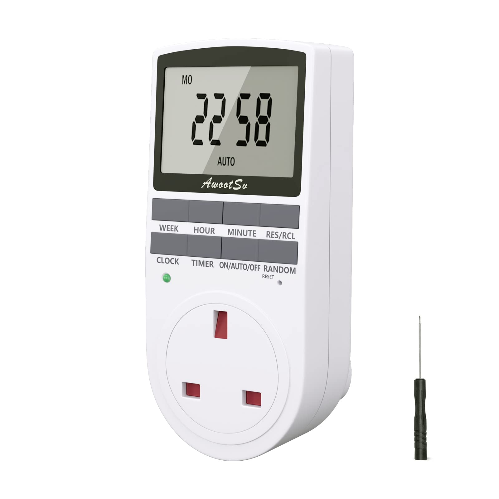 Buy Awootsv Digital Timer Plug Socket with LCD Display 24 Hours/Weekly