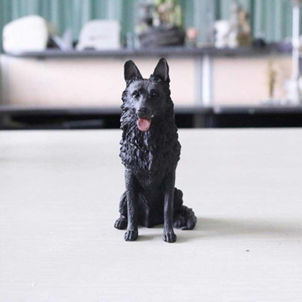 YNIYUJKL Statue Stunning Home Garden Ornament Sculpture Decoration Decorative Wolf Dog Statue Sculpture, German Shepherd Simulation Model Dog Home Gardening Car Decoration Resin Sculpt,Nero