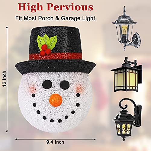 Seniny Christmas Porch Light Cover 2 Pack, Outdoor Christmas Decorations Snowman Light Covers, Holiday Decorations Christmas Plastic Snowman Lamp Post Cover, Cute Christmas Light Covers with Hat - Thumbnail 3