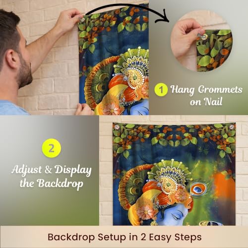 Image of Special You Krishna janmashtami Decoration Items with Radha Krishna Theme Backdrop (5 * 3ft), Janmashtami Decoration Items, Radha Krishna wall Decor- 1Pc