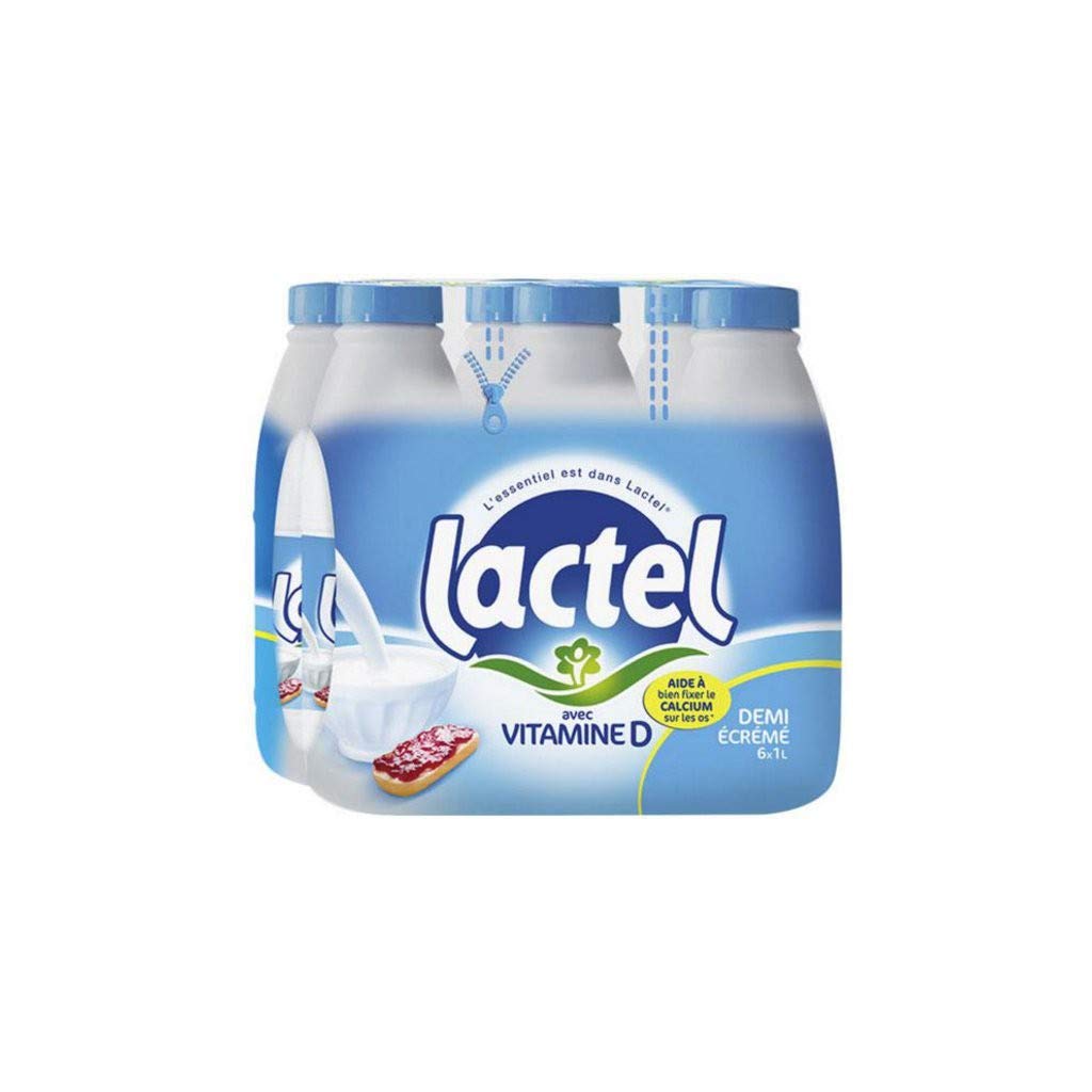Lait Lactel Vitamine D demi-écrémé 1L (lot de