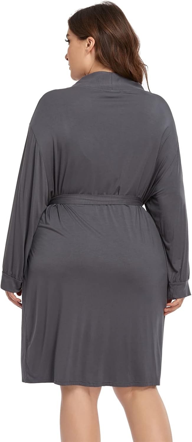 Plus Size Robes for Women Short Modal Knit Maternity Robes Plus Size Soft Kimono Robes Sleepwear - Image 6