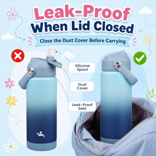Image of Konokyo 18 oz Insulated Stainless Steel Sports Water Bottle with Straw Lid