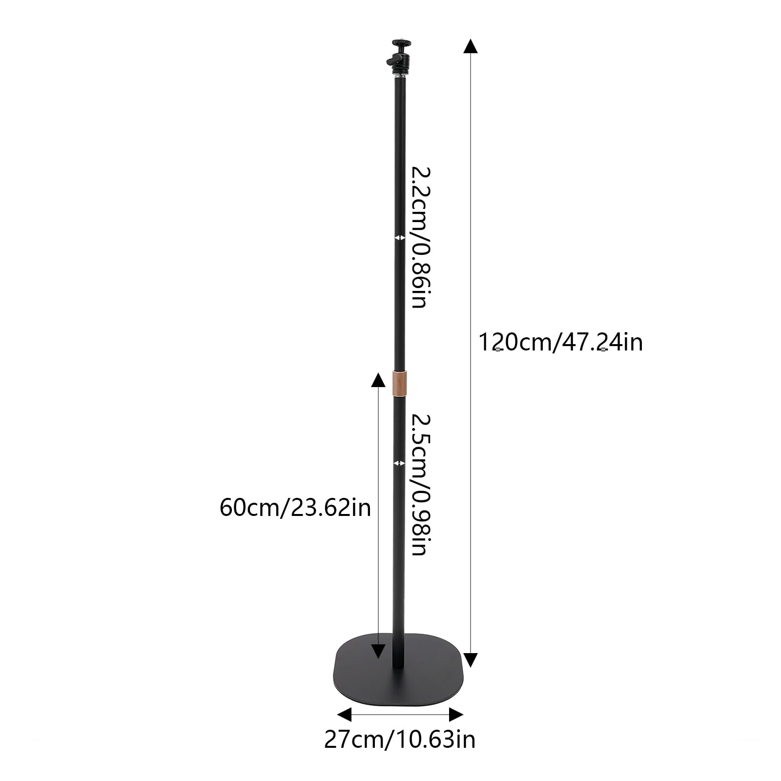 Obrotowy 360° stojak na projektor, metalowa podstawa, regulowana wysokość, ukryty stojak podłogowy od 65 do 120 cm