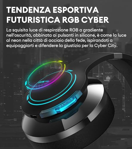 HECATE G5BT Cuffie Gaming Over Ear con Mic, Cancellazione del Rumore, RGB Luce, H+ Effetti Sonori, Hi-Res Audio, Bluetooth e Cavo Audio 3,5mm per PC PS4 PS5 Cellulari Switch (Nero) - Mouse gaming - Immagine 7