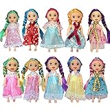 Huang Cheng Toys Pack of 10 3'' Mini Doll with Colorful Clothes Costume