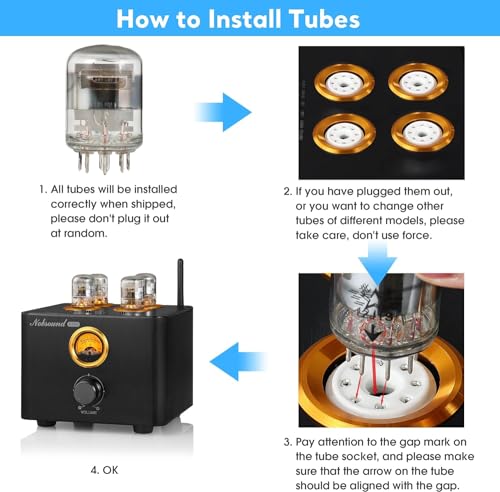 Nobsound B100 真空管 プリメインアンプ 25W+25W: Bluetooth/USB/光/同軸/RCA入力 6P17A VUメーター ヘッドホン/サブ出力 Hi-Fiアンプ コンパクト HIFIマニア ホームオーディオ向け