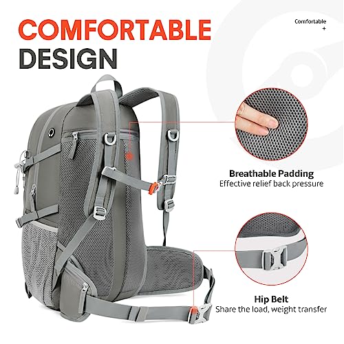 Savvy Nomad 40L Hiking Travel Packable Lightweight Camping Backpack Daypack With Removable Belt Bag For Women Men-Gray #TOP3