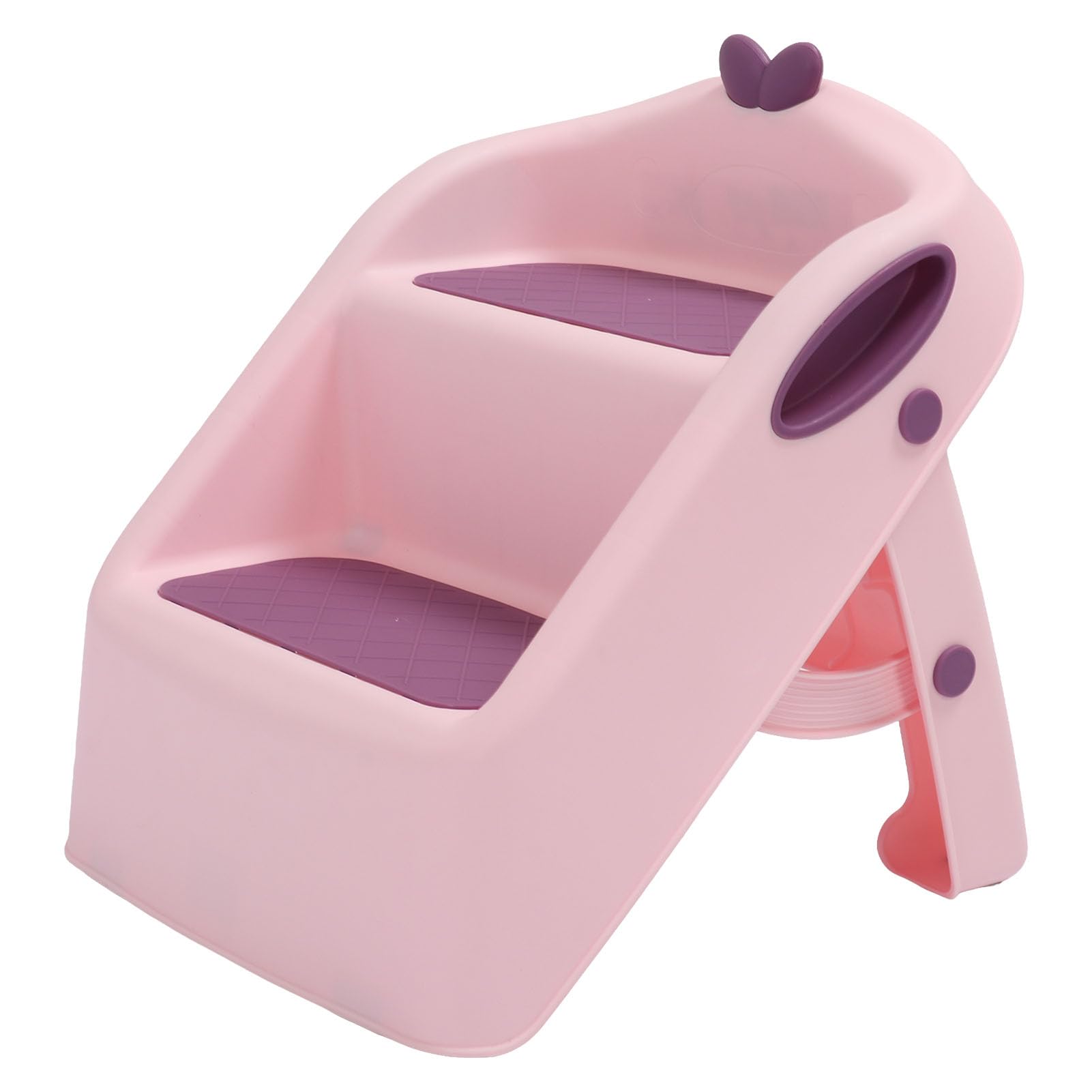 Cryfokt Taburete de Entrenamiento para IR Al Baño, 3 en 1, Seguro, Plegable, Taburete de Lavabo de 2 Escalones para Bebés, Baño de Plástico Amarillo para Niños Pequeños (Rosado)