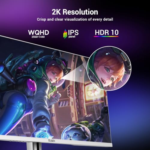 Image of 27 Inch Gaming Monitor, 320Hz, WQHD(2560 x1440) | HDR10, FreeSync, IPS,Height /Swivel /Tilt Adjustable Ergonomic Stand, 2*HDMI /2*DP, VESA Mountable, White