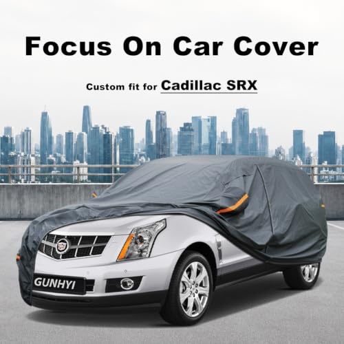 Image of GUNHYI Premium Car Cover Custom Fit Cadillac SRX (2009-2016), 16 Layers Heavy Duty Car Cover Waterproof All Weather with Zipper Door for Sun Rain Snow Dust Uv Protection
