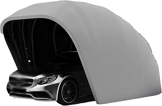 Large Foldable Stainless Steel Carport, Retractable Car Awning, Semi-Automatic Durable Shelter, Mobile Folding Garage Gray