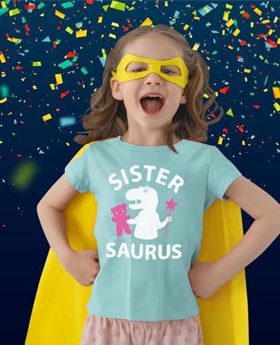 Tstars Trex Saurus Big Sister Shirt Pregnancy Reveal Sibling Girls Kids Fitted T-Shirt3