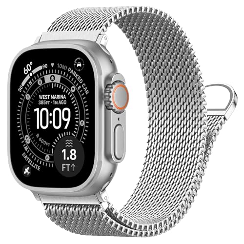 Apple Watch Ultra 3/2�p�~���l�[�[���[�v �o���h 49mm 46mm 45mm 44mm 42mm �j�����p ���C�o�b�N���X�g���b�v �X�e�����X�X�`�[�� ���b�V�����^���o���h iWatch Ultra 3/2/1 Series 11 1