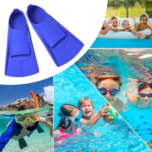 Aletas de natación para niños, aletas cortas para niños, 100% silicona, cómodas aletas cortas para entrenamiento de natación, aletas de buceo para principiantes, natación, buceo, azul, XL - imagen 7