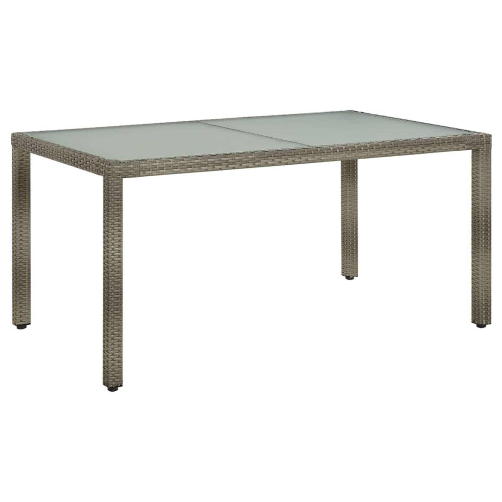 Homgoday Mesa de jardín de 150 x 90 x 75 cm, cristal templado y polirratán gris, mesa de jardín, mesa de terraza, mesa de comedor, mesa de cocina, mesa de jardín, mesas exteriores