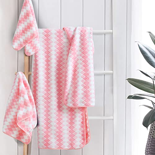 Image of Spread Spain Microfiber Hand Towels, Set of 2, 360 GSM, Super Soft & Highly Absorbent, Hand Towel for Gym & Workout Towels, Hanging Loop, 40x60cm (Pink)