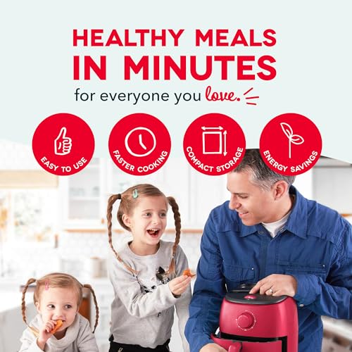 Image of Dash Tasti-Crisp Air Fryer - AirCrisp Technology - Compact Design with Adjustable Temperature Control - Nonstick Fry Basket & Auto Shut-Off Feature - 2.6 Quarts - Red