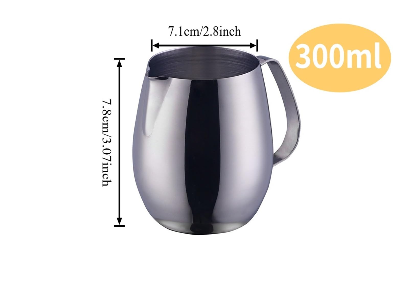 Jarra for espumar leche de acero inoxidable 10oz con boquilla 300ml, Compatible Latte Art, jarra humeante, accesorios for café(300ml-silver)