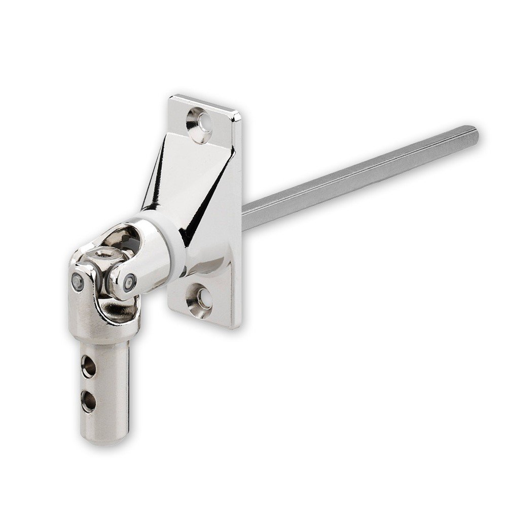 Gelenklager für Kurbelgetriebe, Schwenkbereich 45° (Grad), Platte 55 x 22 mm, vernickelt, inkl. Vierkantstab 200 mm x 6 mm, von EVEROXX®
