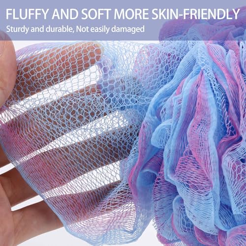 BTYMS Loofah Sponge 60 Gram Shower Pouf Bath Scrunchies Shower Puff Exfoliating Body Wash Scrubber Bath Puffs for Washing - Set of 4