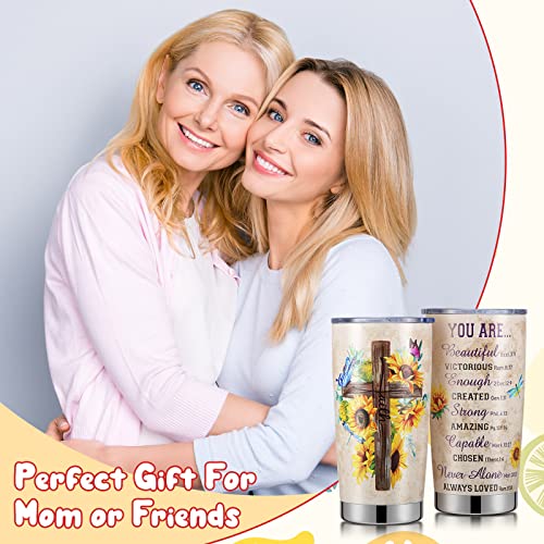 20 Oz Stainless Steel Tumbler Christian Gift For Women Religious Inspirational Gifts Faith Vintage Cross Bible Vacuum Insulated Travel Coffee Mug For Women Friend Easter Birthday Gift (Sunflower) #TOP4