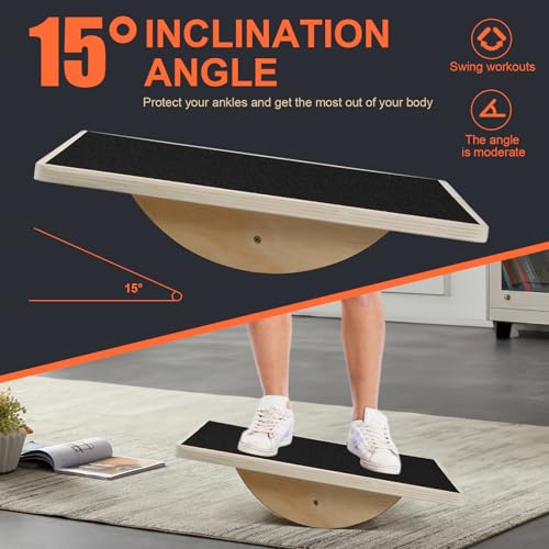 Planche d'équilibre 40 * 30cm, Planche d’équilibre en Bois Professional, Balance Board Antidérapante, Wobble Board, Planche Inclinée En Bois pour la maison, le gymnase et l'extérieur, Bureau – Image 6