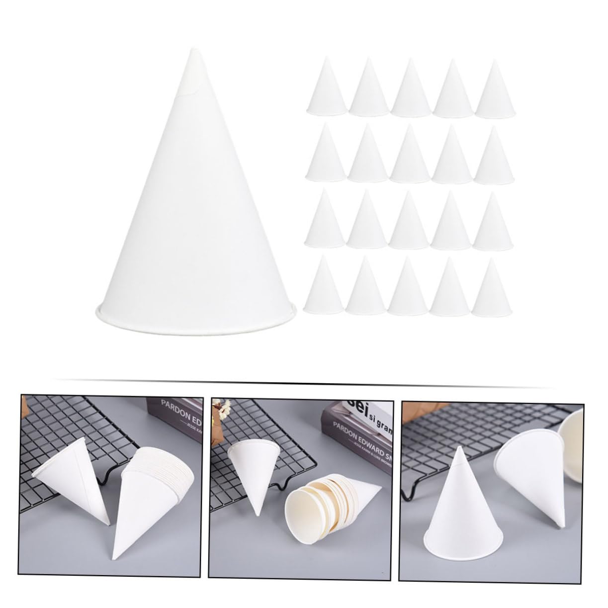 200 Piezas Unidades Vasos de Papel Cónicos para Postres y Helados Resistentes y Desechables para Fiestas y Reuniones Familiares