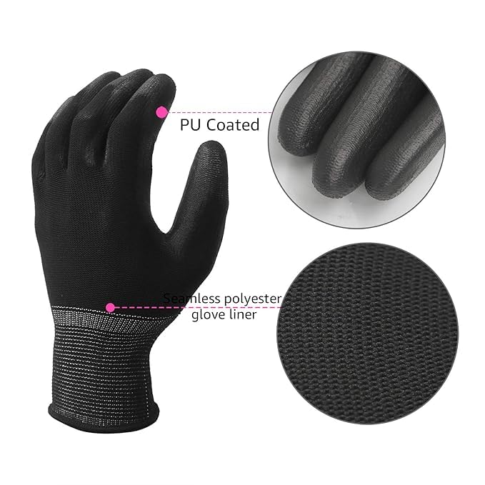 Image of Multipurpose Nylon Anti Cut PU Nitrile Coating Work Safety Gloves Black Pair 4