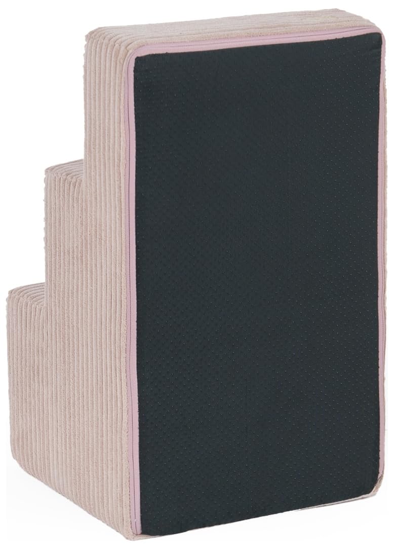 Scaletta Scale 3 gradini per Cane Gatto Animali Domestici Poliuretano Leggera (Colore: Rosa Chiaro (Velluto a Coste))