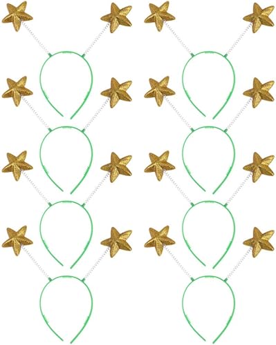 Lurrose KALLORY - Diadema de cabeza de estrella marciana, 8 unidades, con antena alienígena, diadema de estrellas (amarillo)