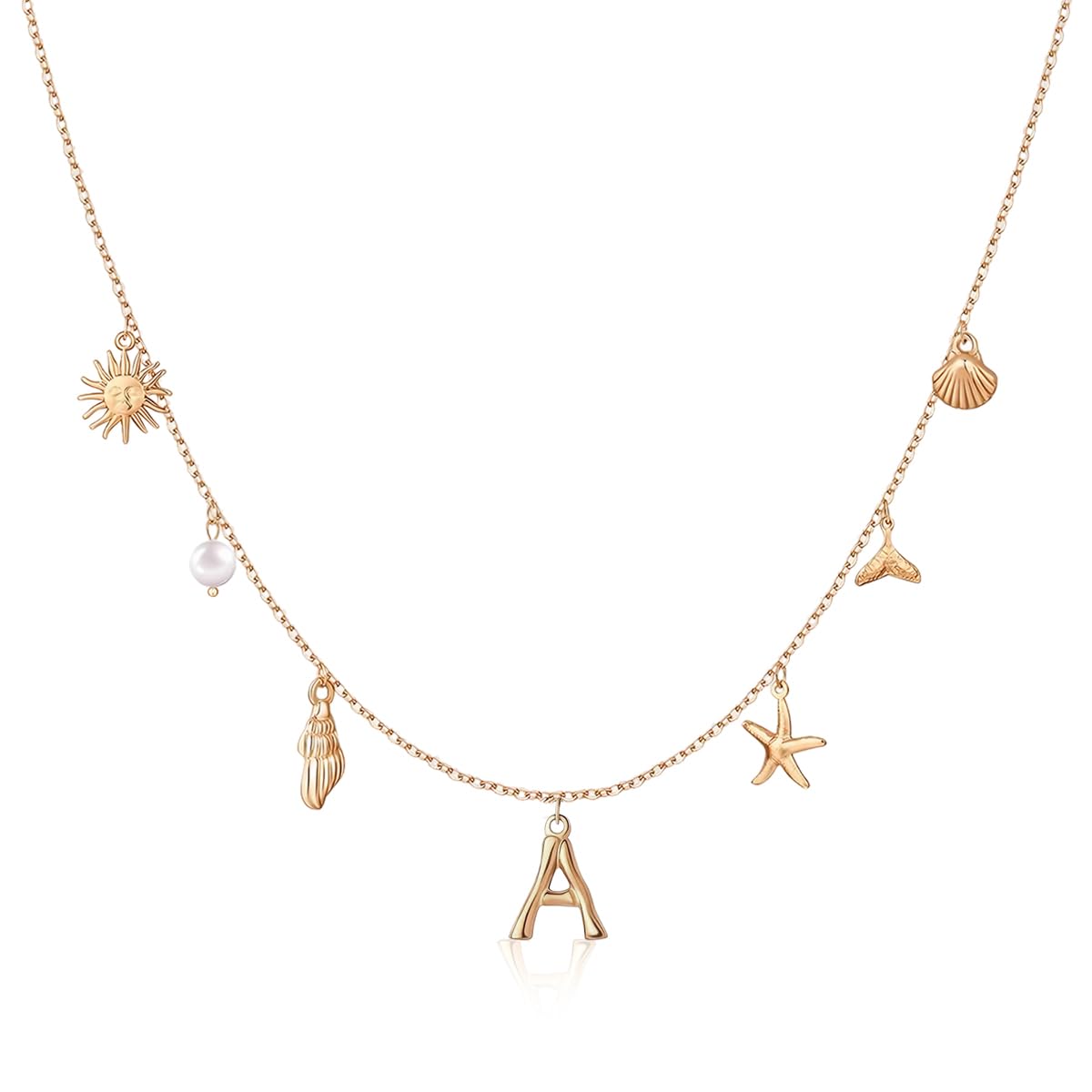 SANNIDHI® Choker Necklace for Women Girls Boho Adjustable Gold Chain Necklace Starfish Pearl Seashell Letter Pendant Charm Necklace Fashion Aesthetic Jewellery Birthday Gift for Women, Girls (B0D93GL3FK) Amazon Price History, Amazon Price Tracker