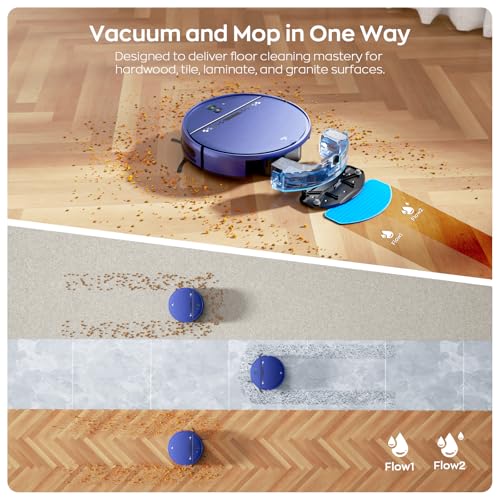 Robot Vacuum and Mop Combo, 2-in-1 Mopping Robot Vacuum Cleaner with 2300Pa Suction, 2.87'' Slim Design, Wi-Fi/App/Voice Control, 3D Obstacle Avoidance&Self-Charging for Hard Floors, Carpets, Pet Hair - Image 2