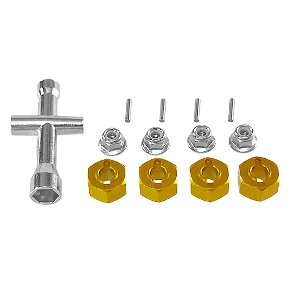 EGRMZ 1/14 14210 1/16 Remote Control Car Wheel Hex Set M4 Nut Parts Compatible With RC Car Models 1 16 Scale Models(GOLD)