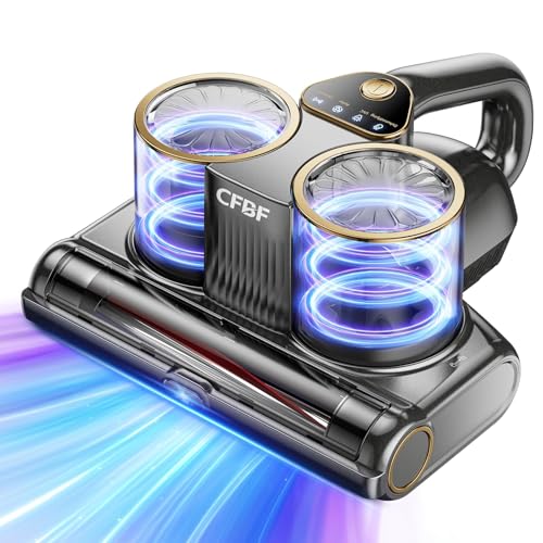 Image of CFBF Mattress Vacuum Cleaner, Bed Vacuum Cleaner with 16Kpa Suction 253.7nm UV-C Light, Ultrasonic & High Heating, 500W Powerful Double-Cup Handheld Vacuums
