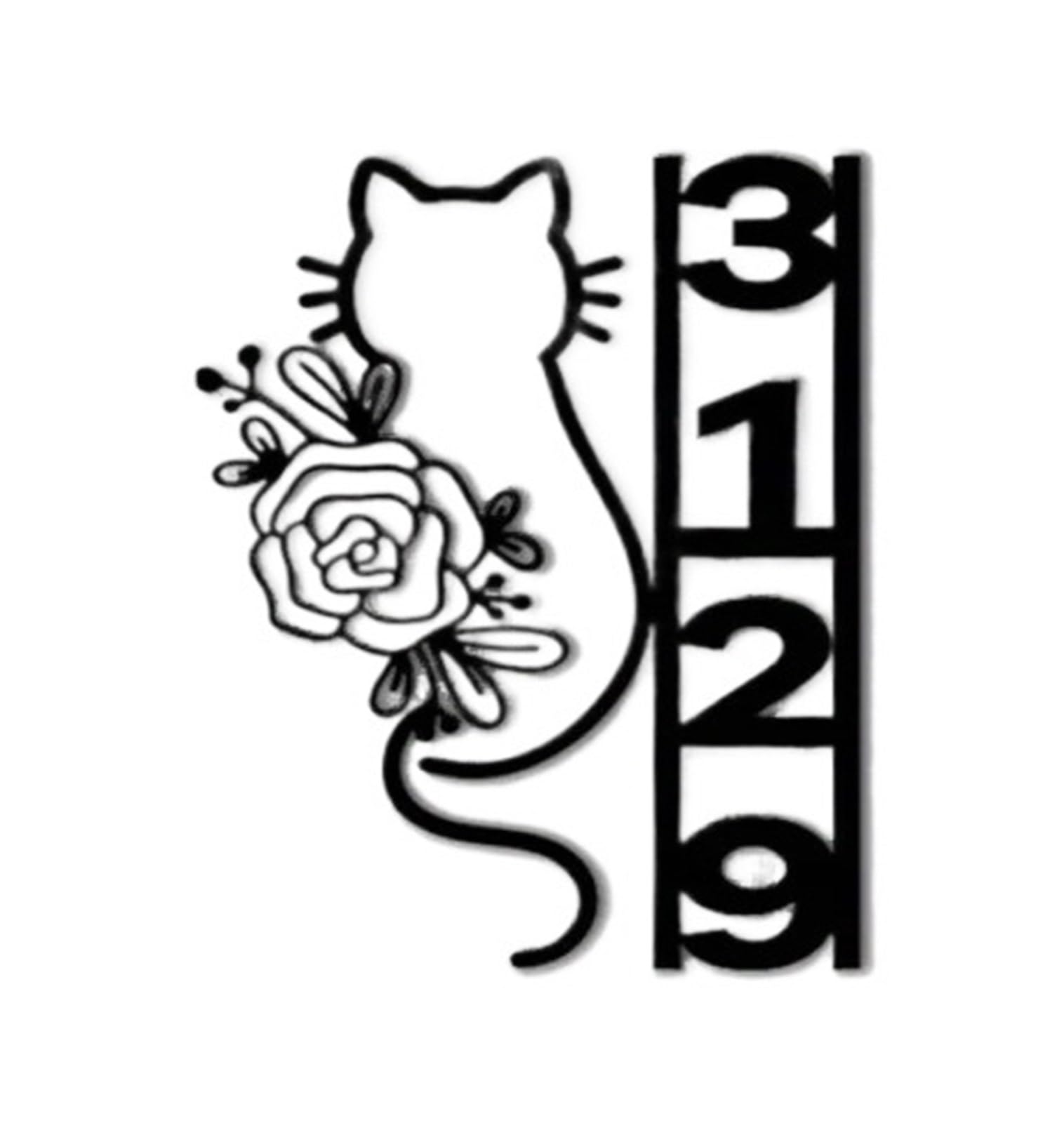 Panneau D'adresse En Forme De Chat Métal, 1 Pièce, Numéro Maison, Utilisation Intérieure Et Extérieure(30cm 12inch)