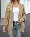 Women's Lantern Long Sleeve Chunky Cardigan Sweaters Open Front Cable Knit Outerwear Fall Outfits with Pockets (Light Khaki,XX-Large)
