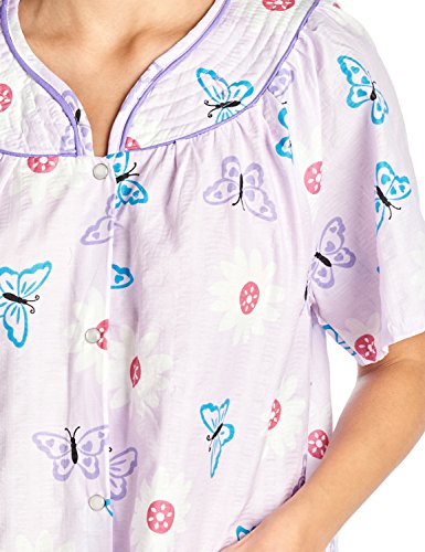 Image of Casual Nights Women's Snap - Front House Dress Short Sleeve Woven Housecoat Duster Lounger Robe with Pockets