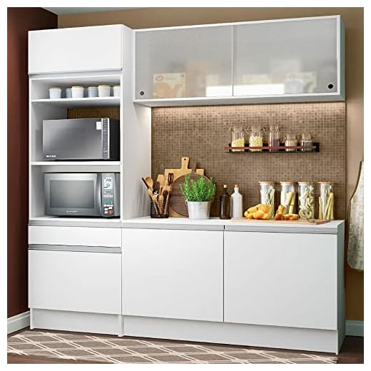 Cozinha Compacta Madesa Topazio com Balcão e Tampo - Branco